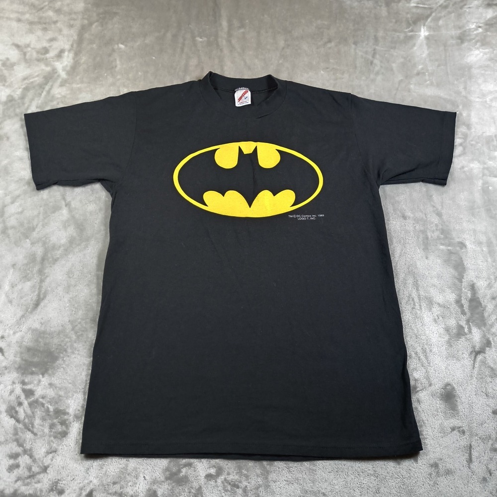 Vintage Batman Shirt Mens Large Black 1989 80s Logo Single Stitch Jerzees USA